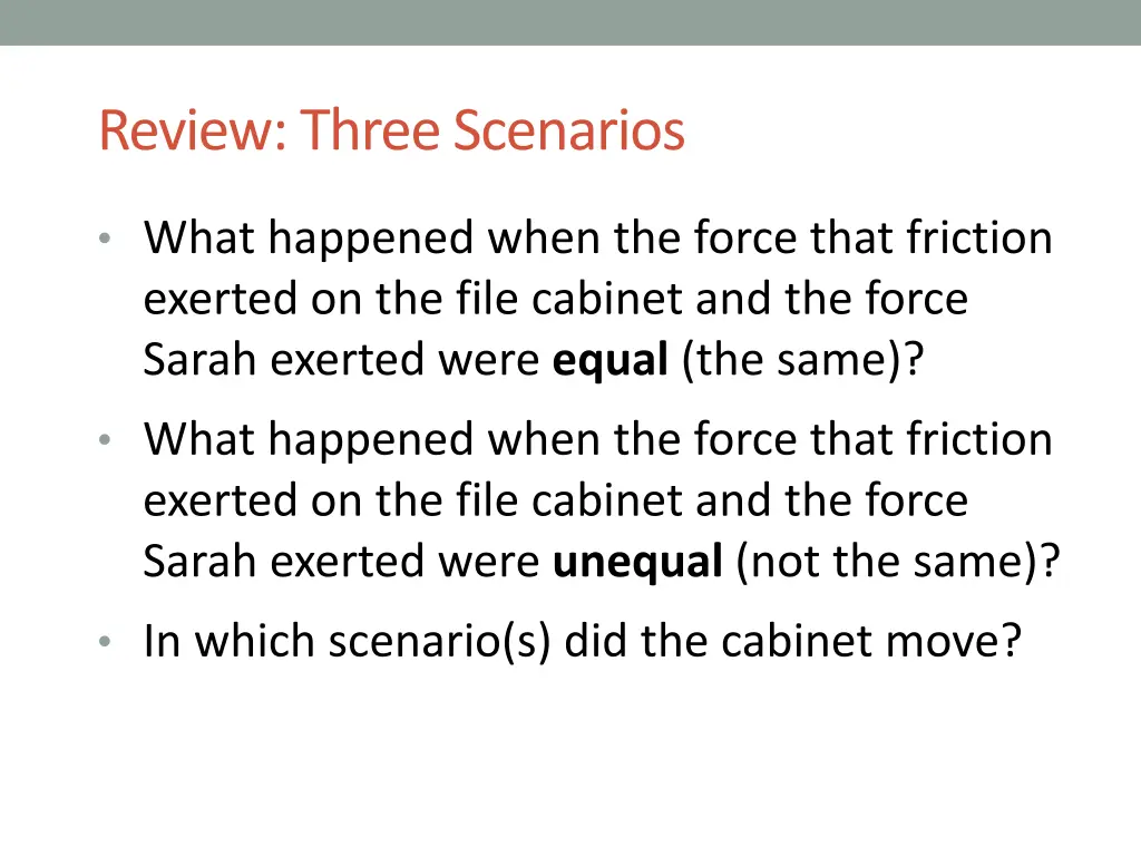 review three scenarios