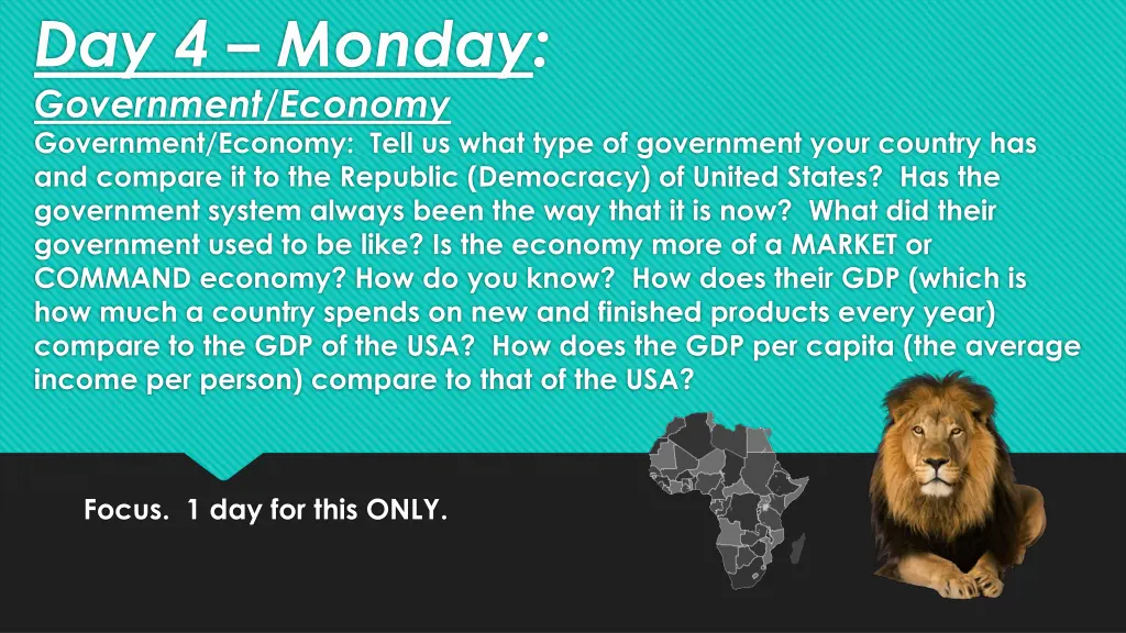 day 4 monday government economy government