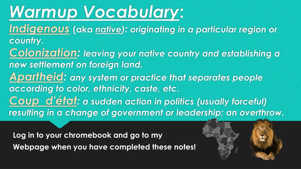 warmup vocabulary indigenous aka native