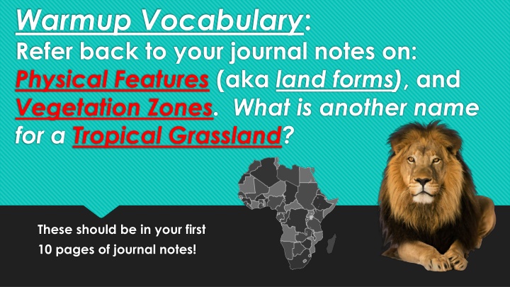 warmup vocabulary refer back to your journal