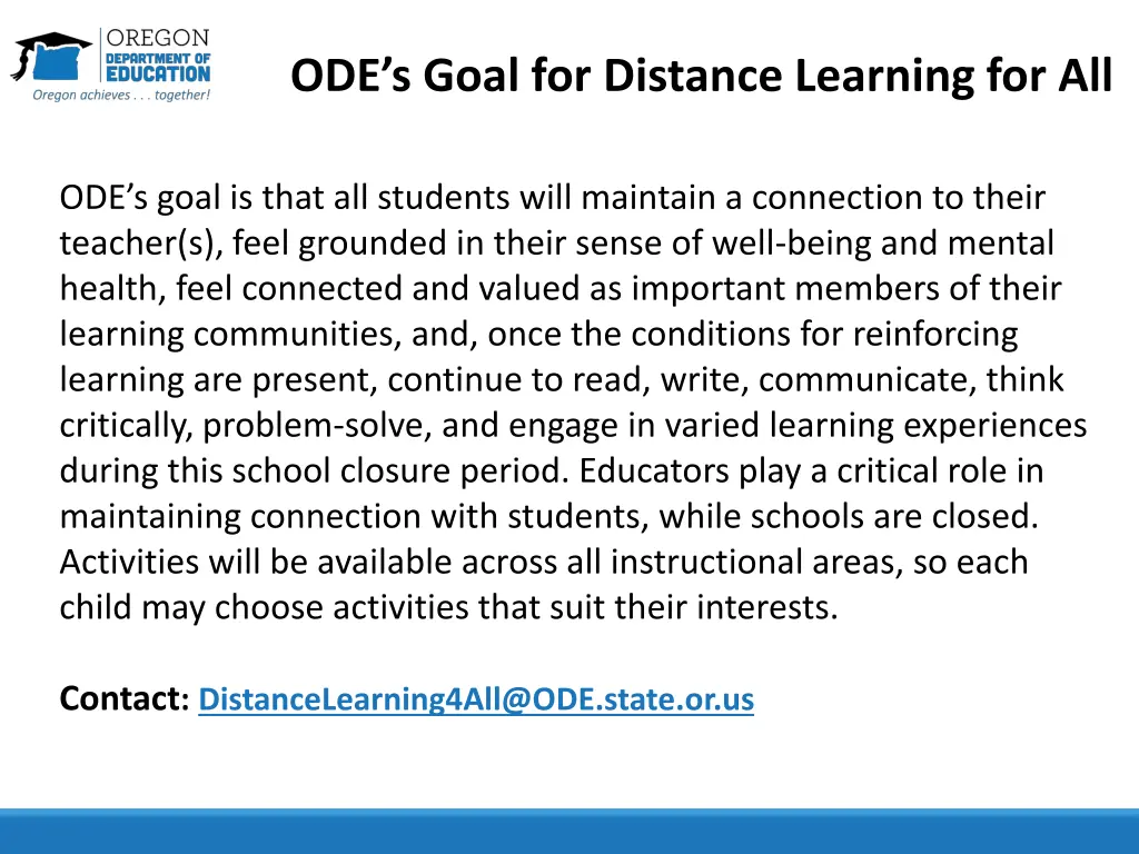 ode s goal for distance learning for all