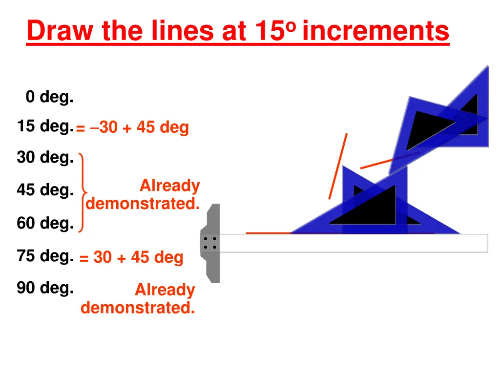 draw the lines at 15 o increments