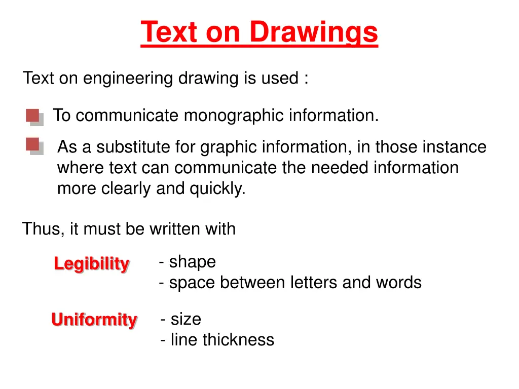 text on drawings