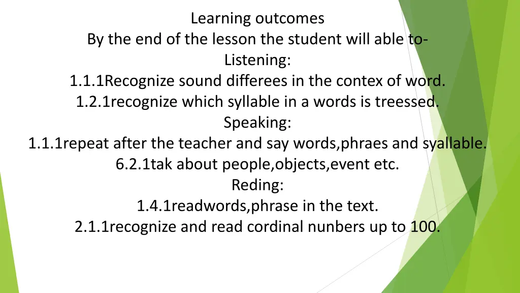 learning outcomes