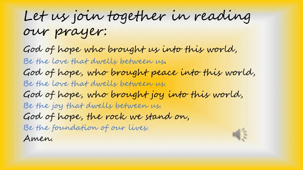 let us join together in reading our prayer