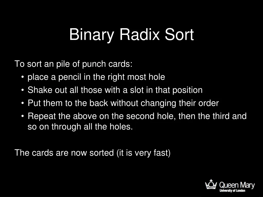 binary radix sort