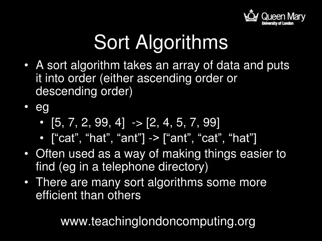 sort algorithms