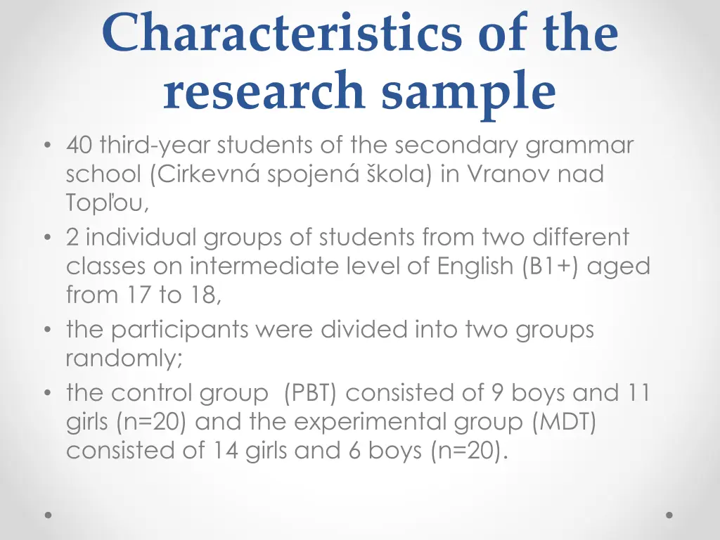 characteristics of the research sample 40 third