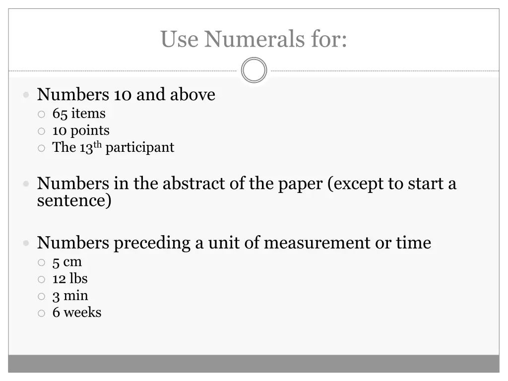 use numerals for