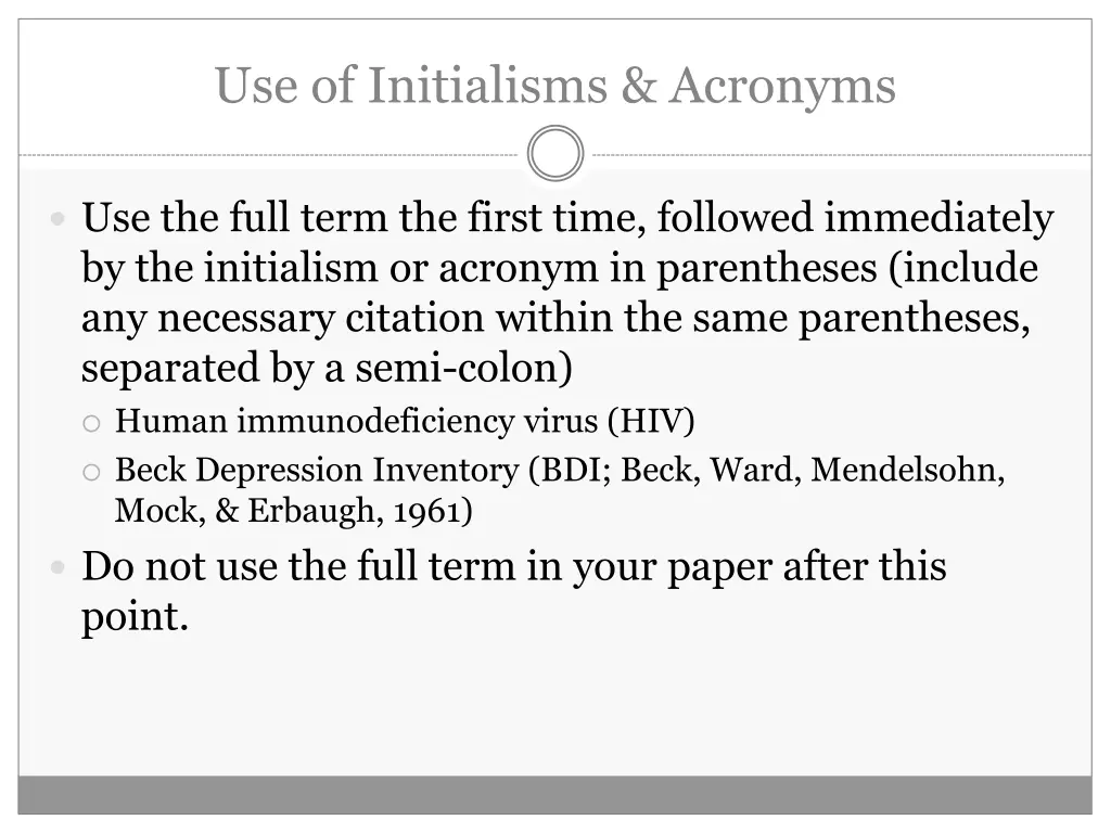 use of initialisms acronyms