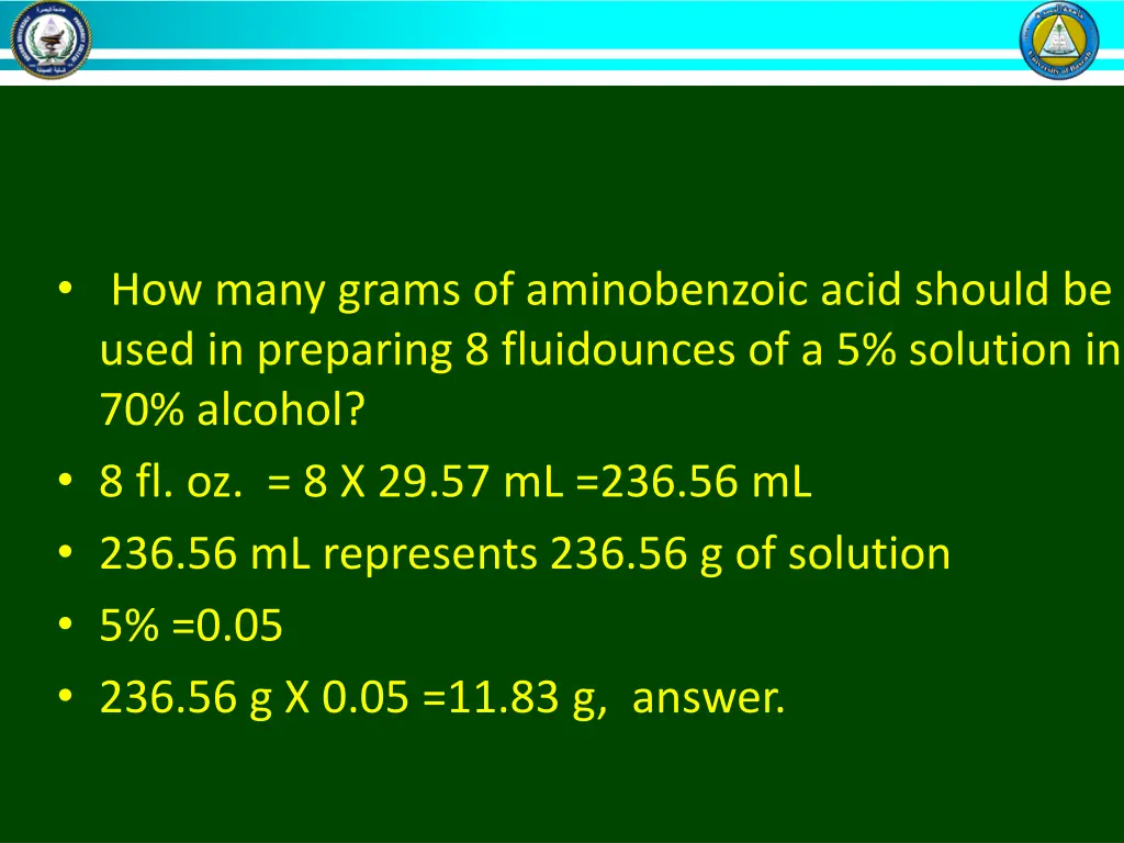 how many grams of aminobenzoic acid should