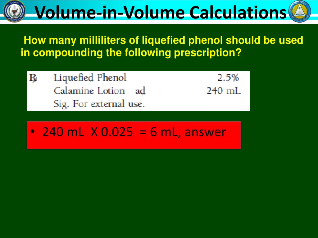 volume in volume calculations