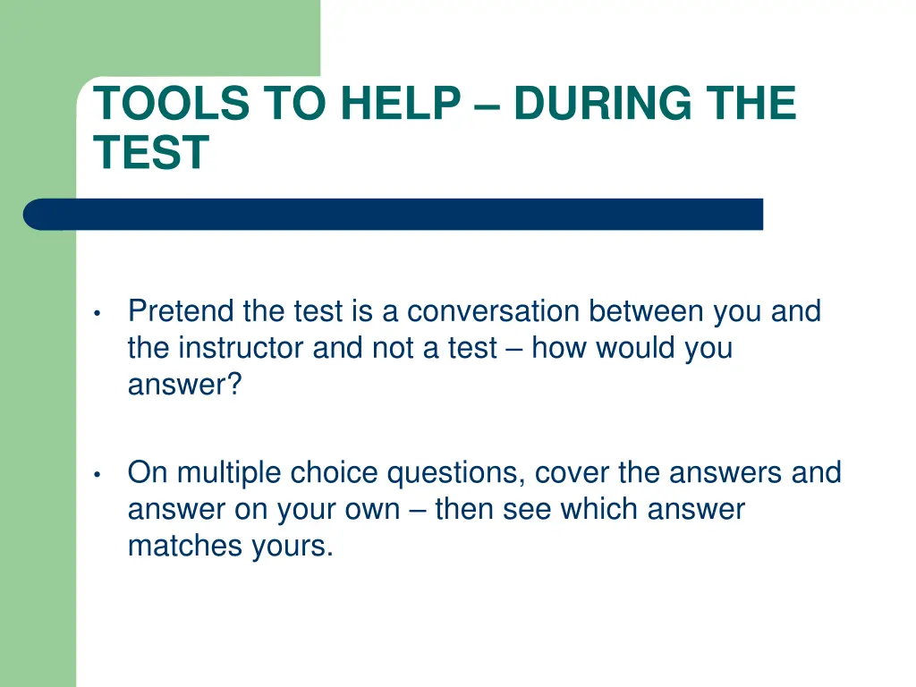 tools to help during the test 1