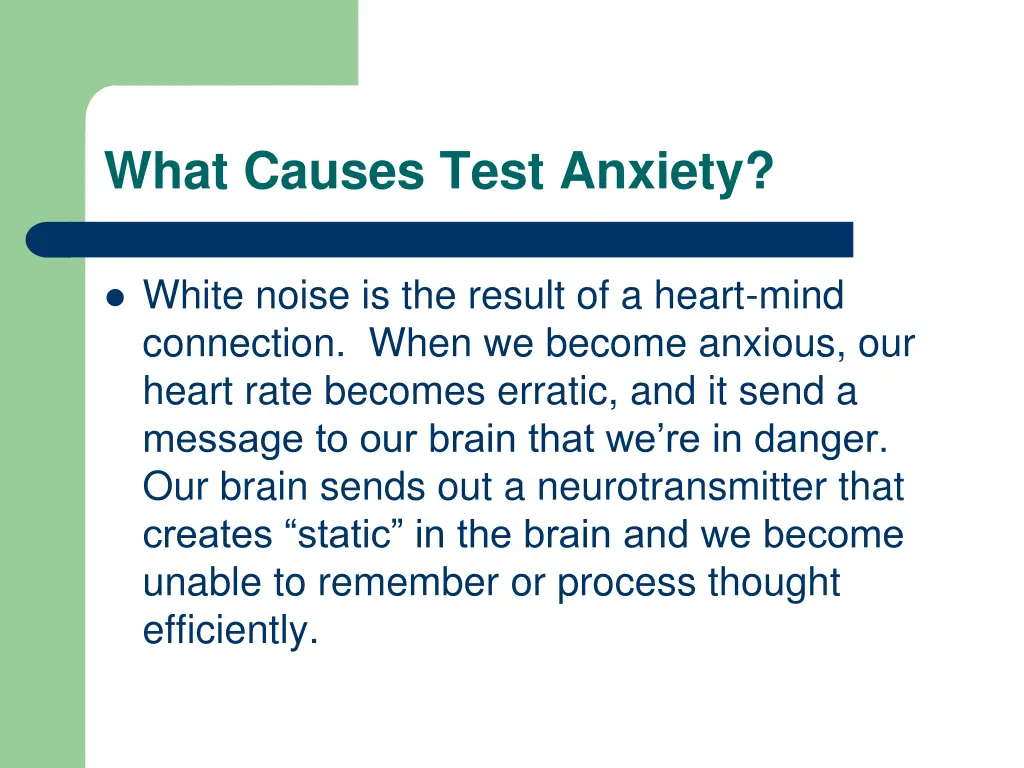 what causes test anxiety 1