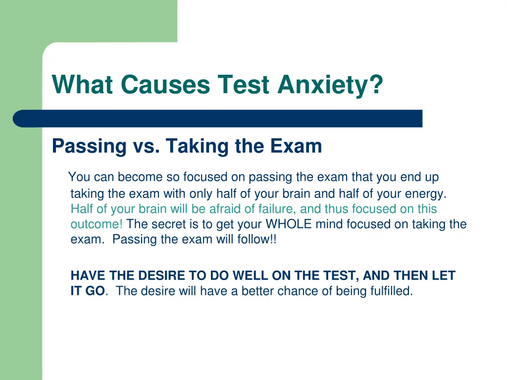 what causes test anxiety 3