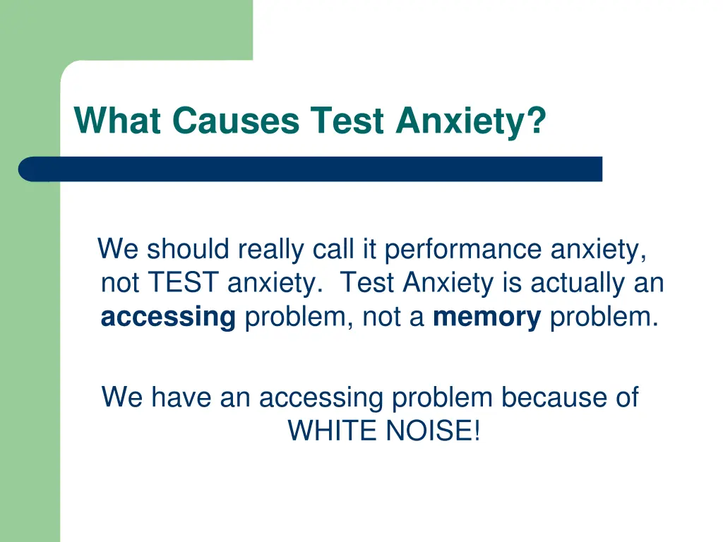 what causes test anxiety