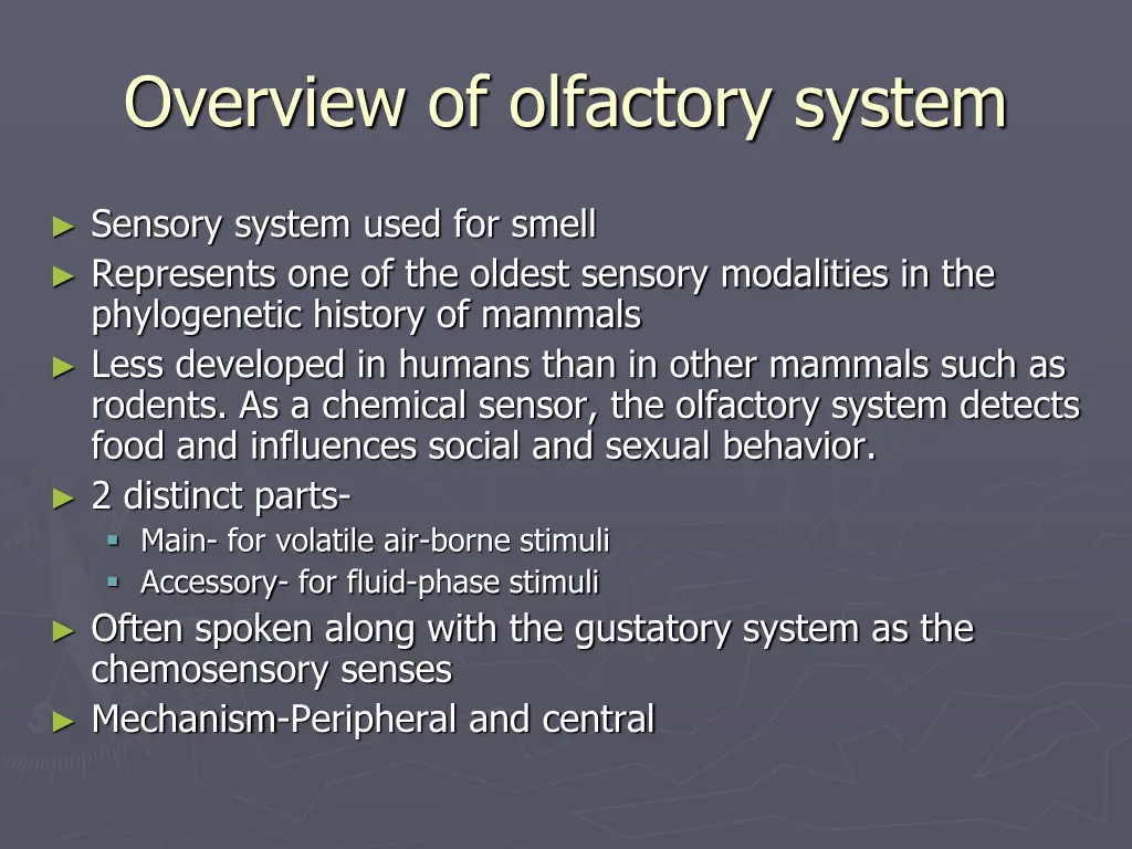 overview of olfactory system