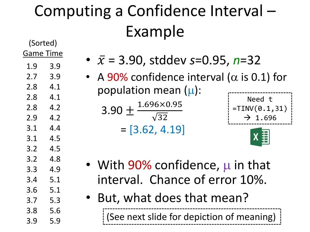 computing a confidence interval example sorted