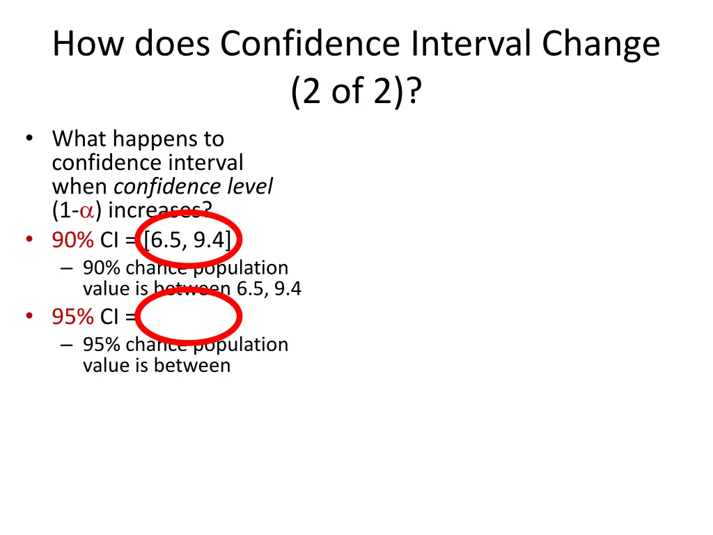 how does confidence interval change 2 of 2 what