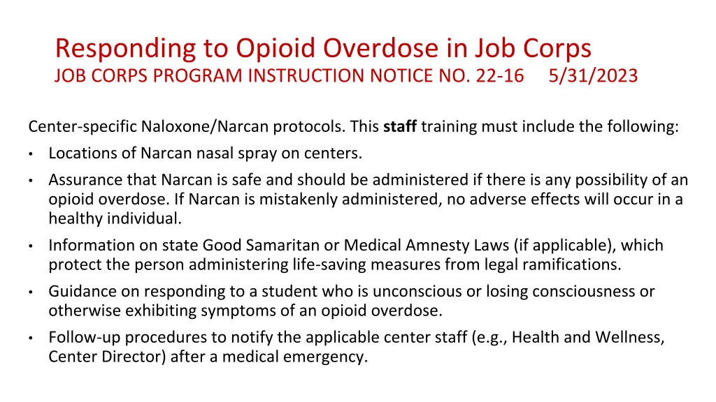 responding to opioid overdose in job corps 2