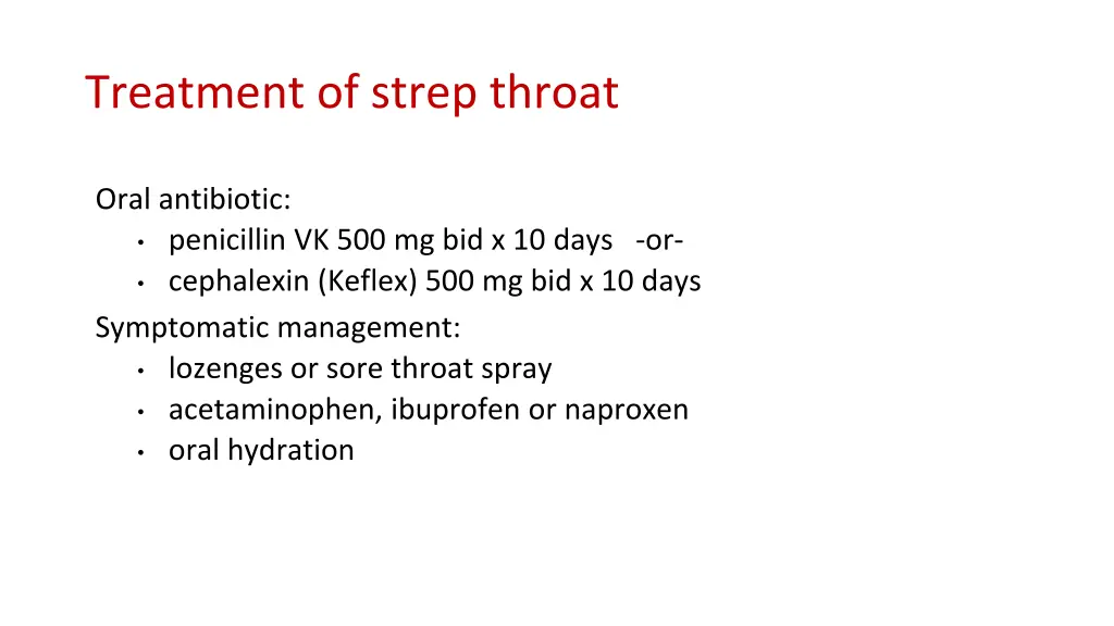 treatment of strep throat