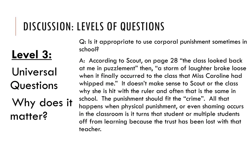 discussion levels of questions 6