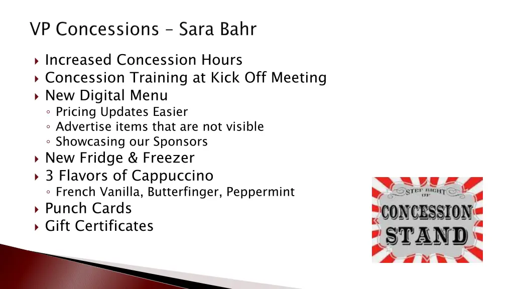 increased concession hours concession training