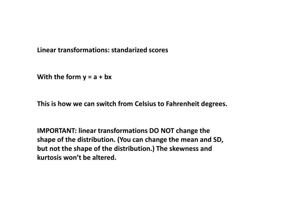 linear transformations standarized scores