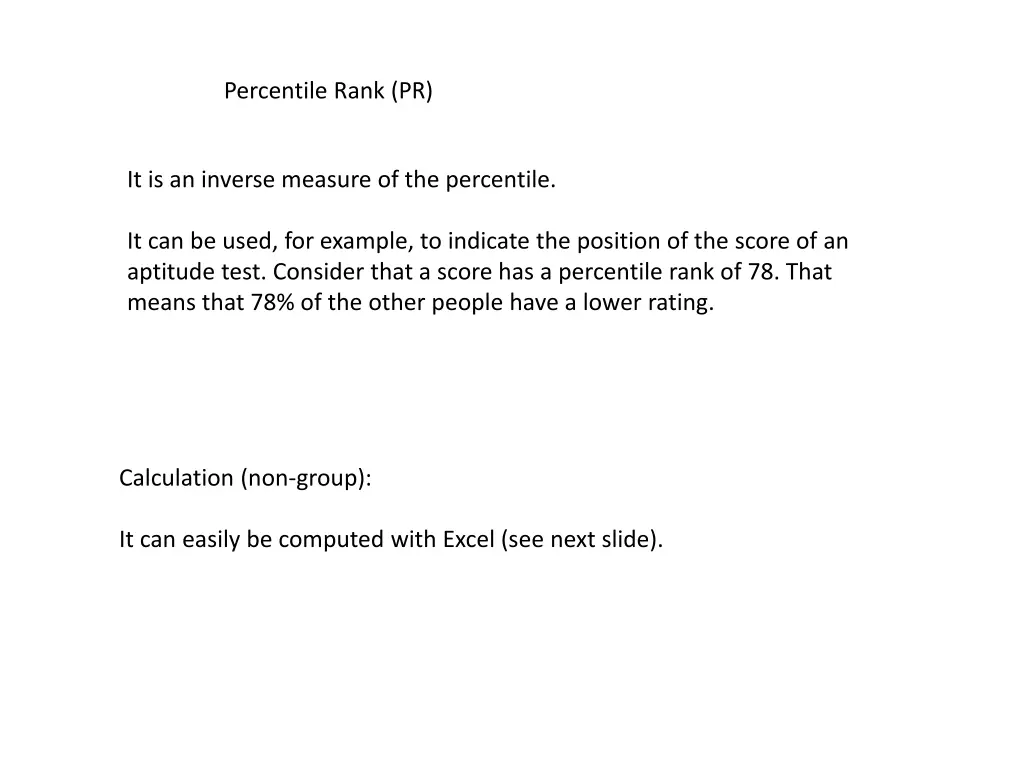 percentile rank pr