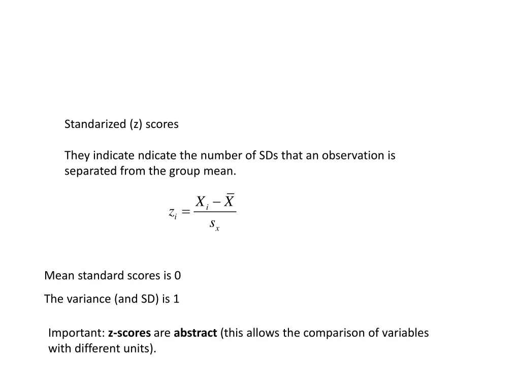 standarized z scores