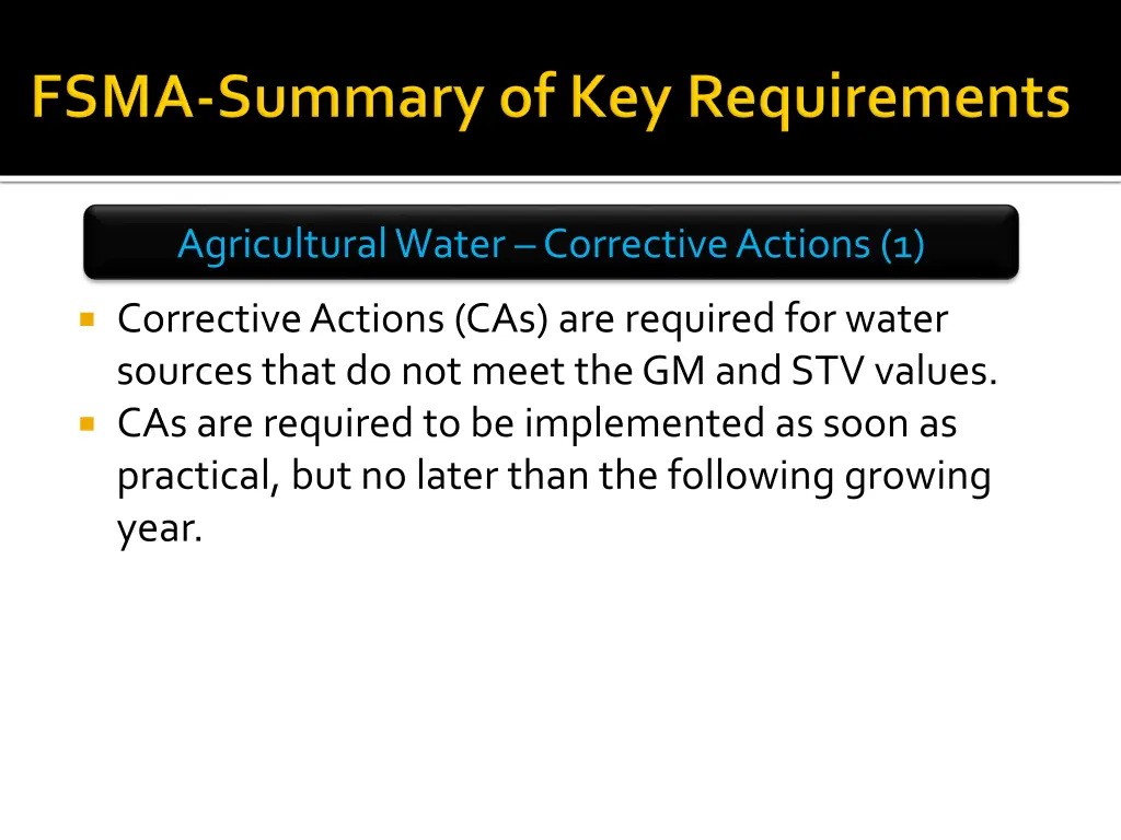 agricultural water corrective actions 1