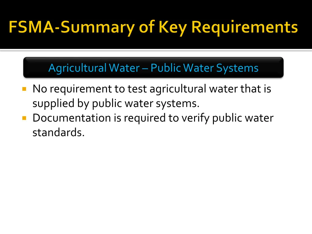 agricultural water public water systems