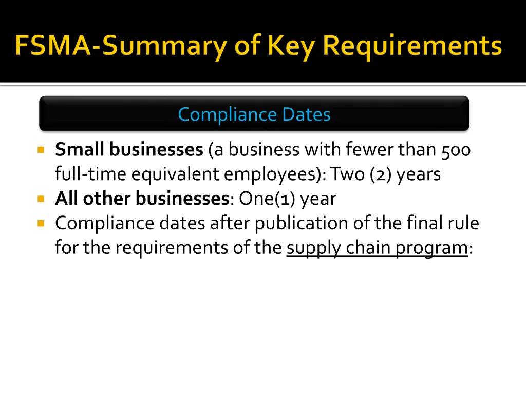 compliance dates 1