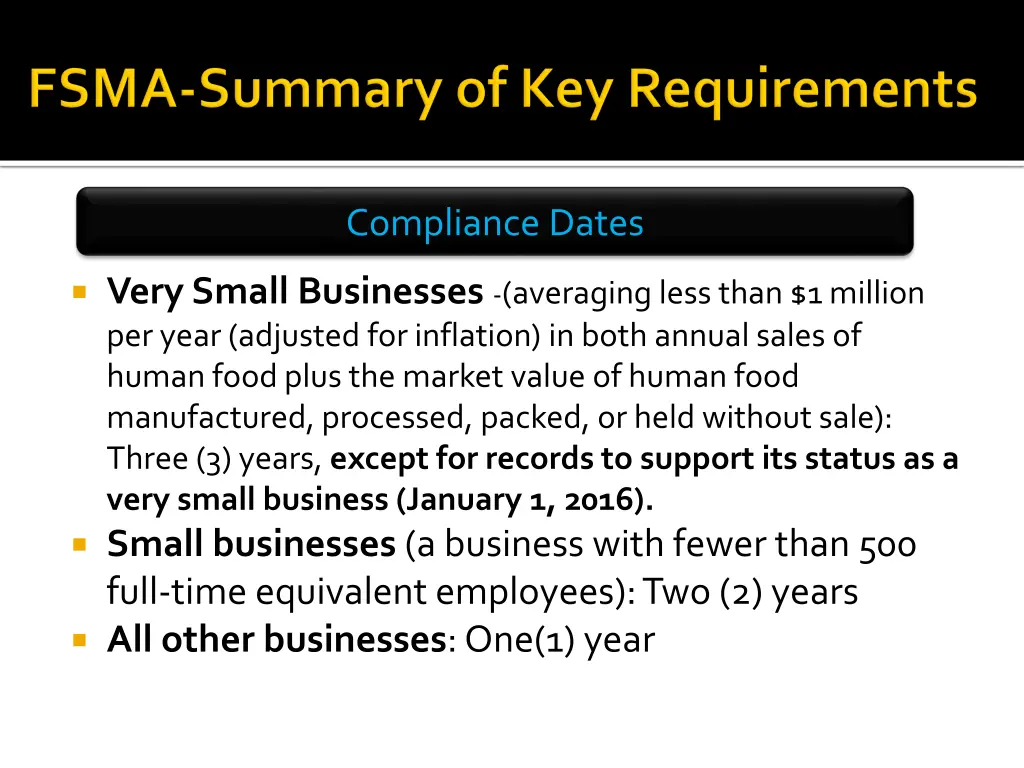 compliance dates