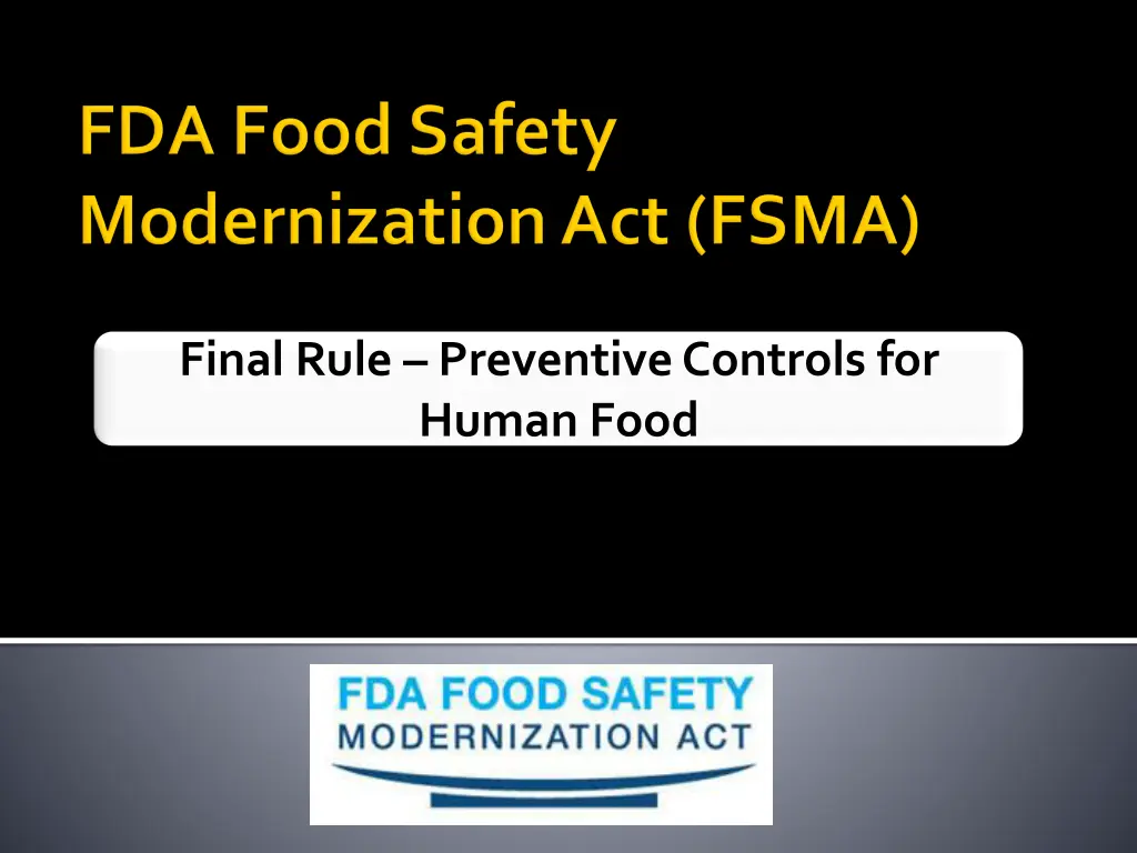 final rule preventive controls for human food 1