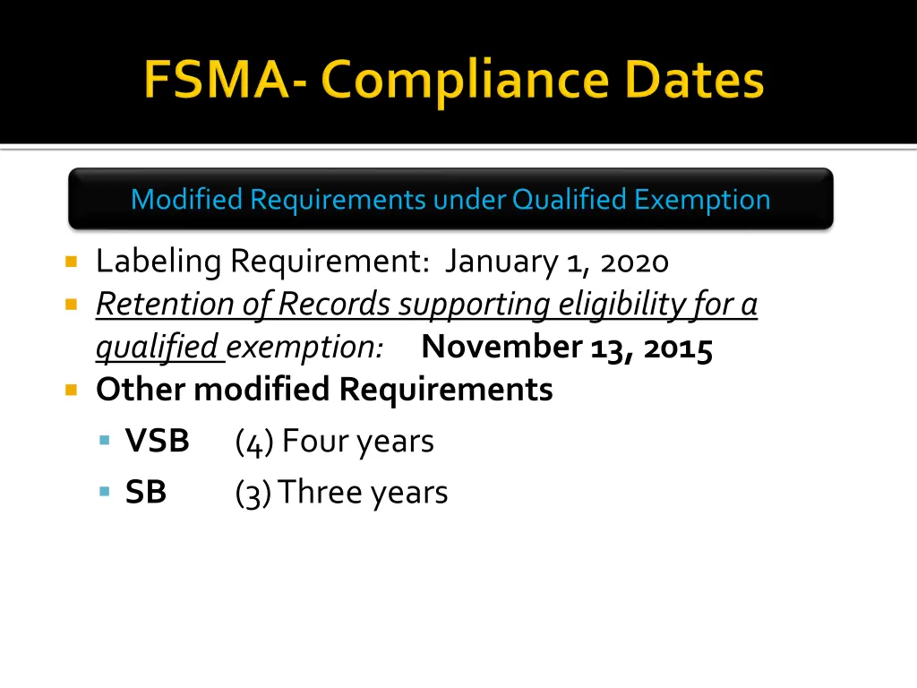 modified requirements under qualified exemption