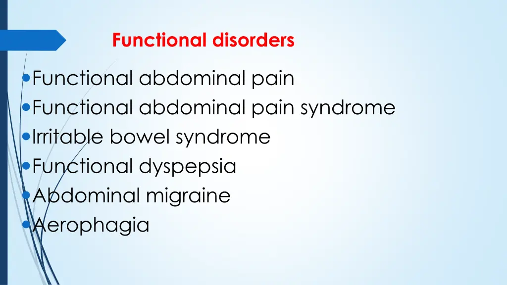 functional disorders