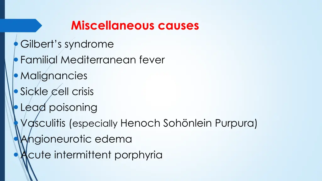 miscellaneous causes gilbert s syndrome familial