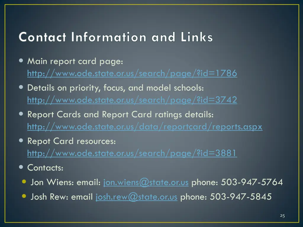 contact information and links