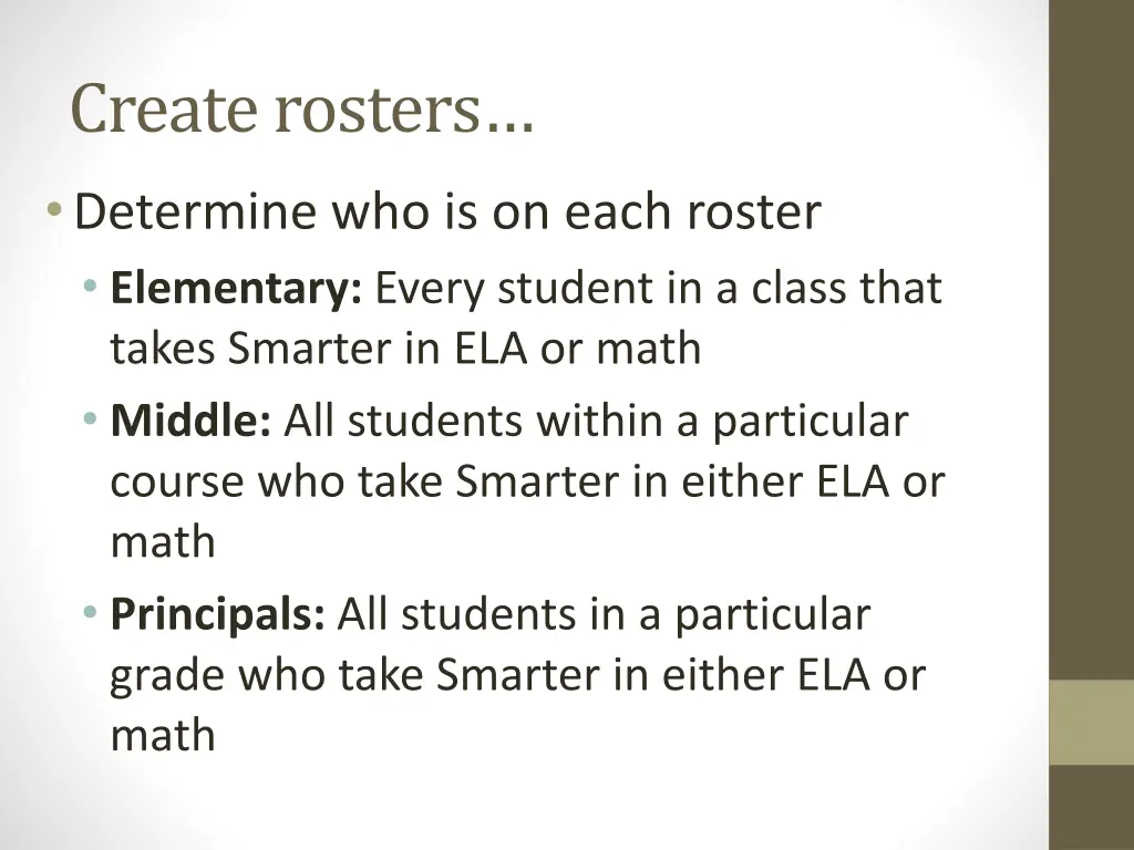 create rosters