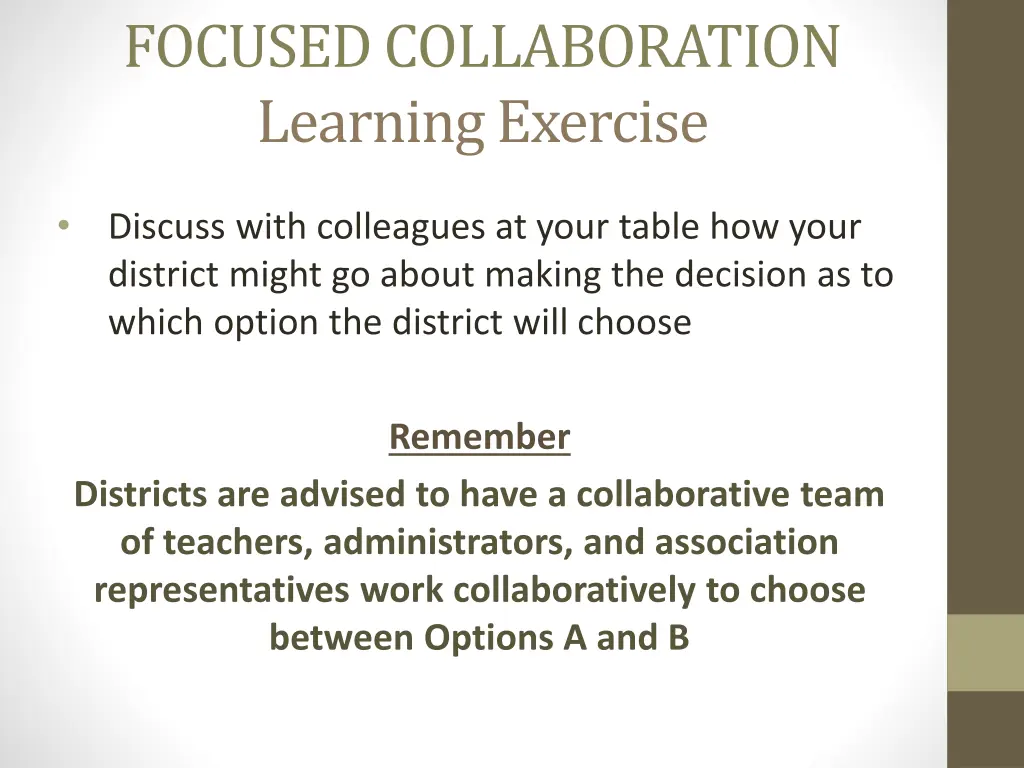 focused collaboration learning exercise