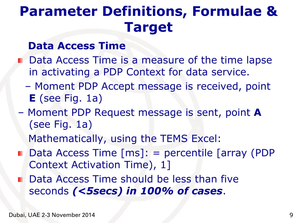 parameter definitions formulae target data access