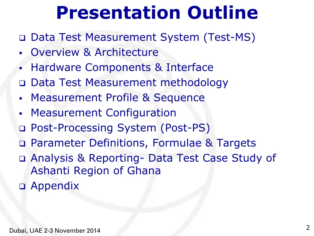 presentation outline