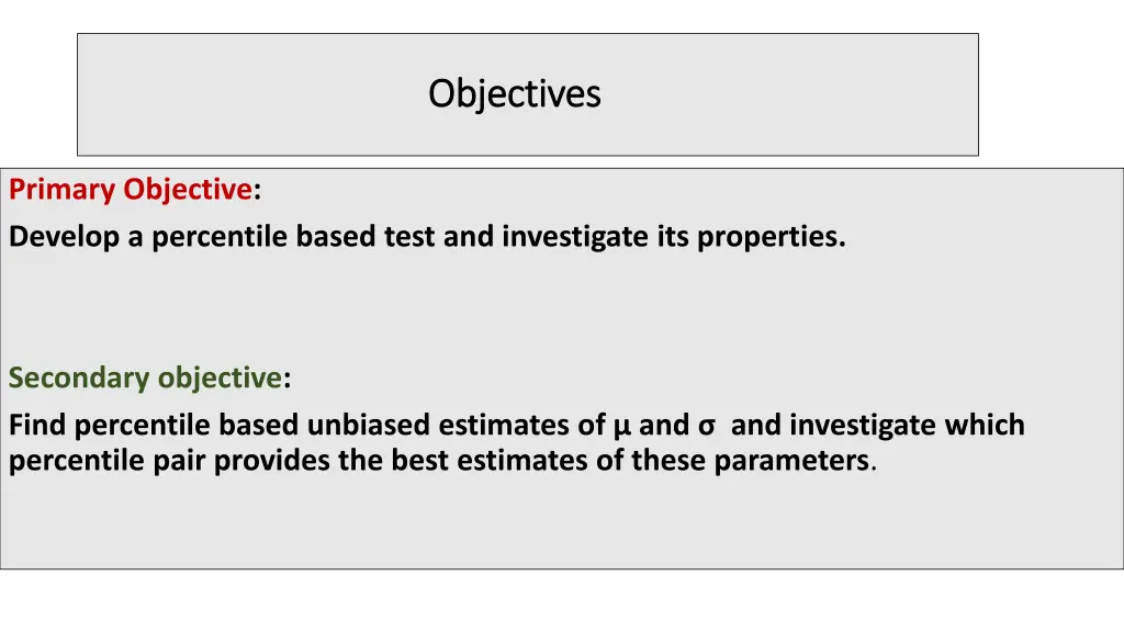 objectives objectives