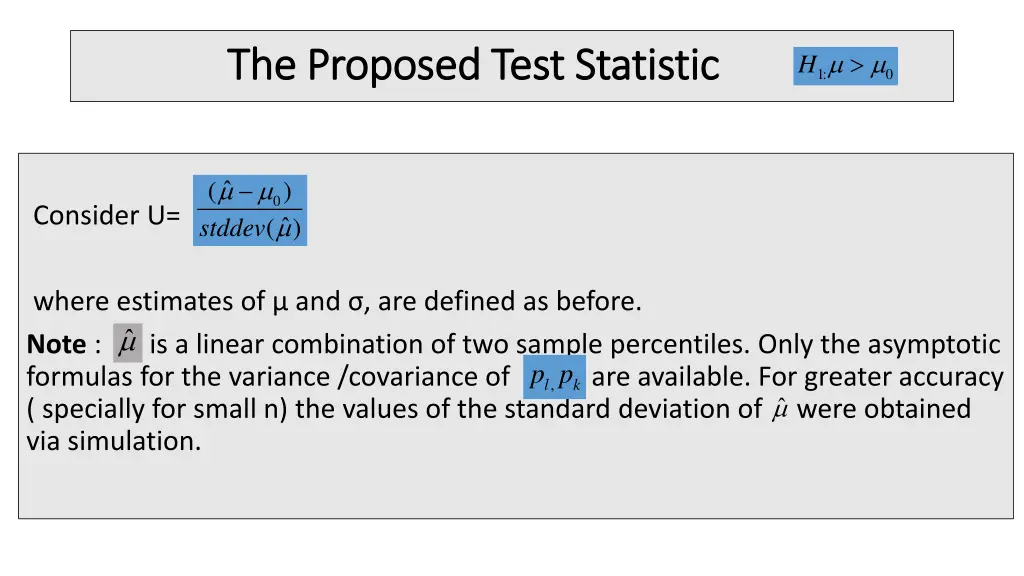 the proposed test statistic the proposed test