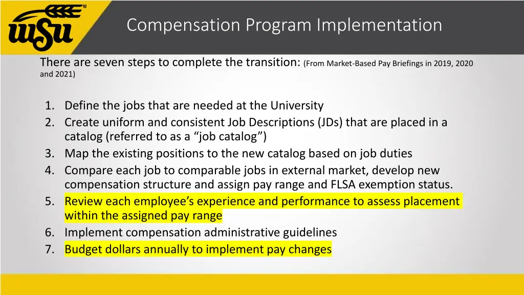 compensation program implementation