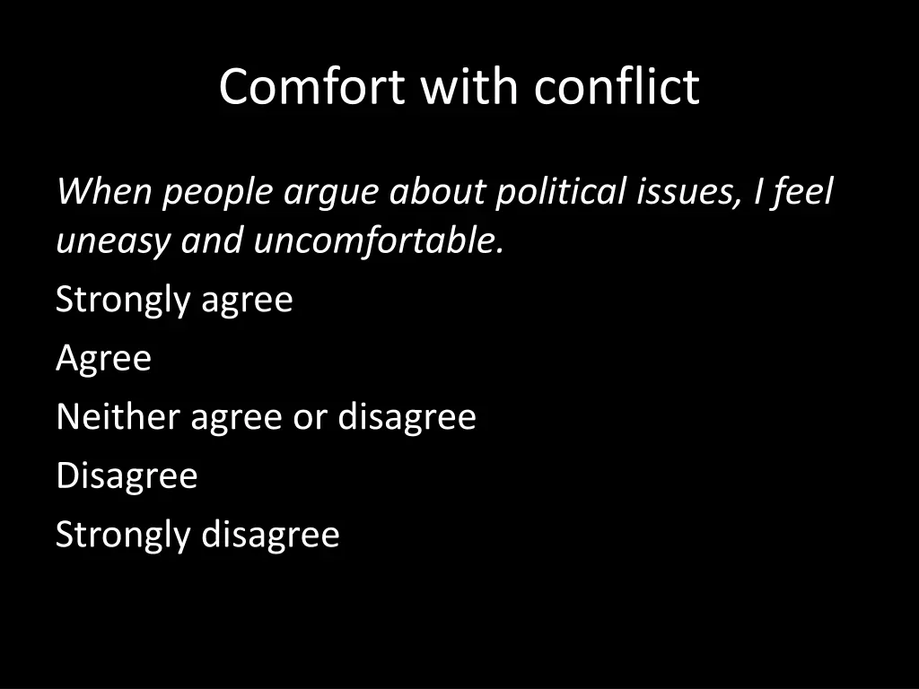 comfort with conflict