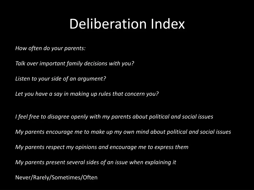 deliberation index