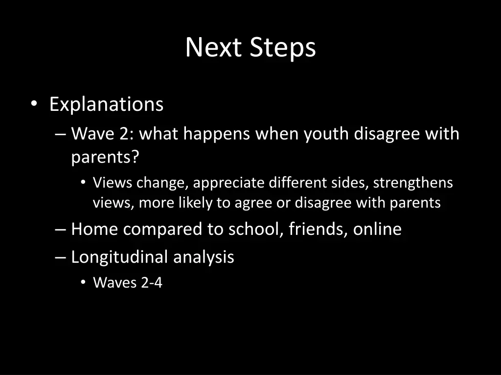 next steps