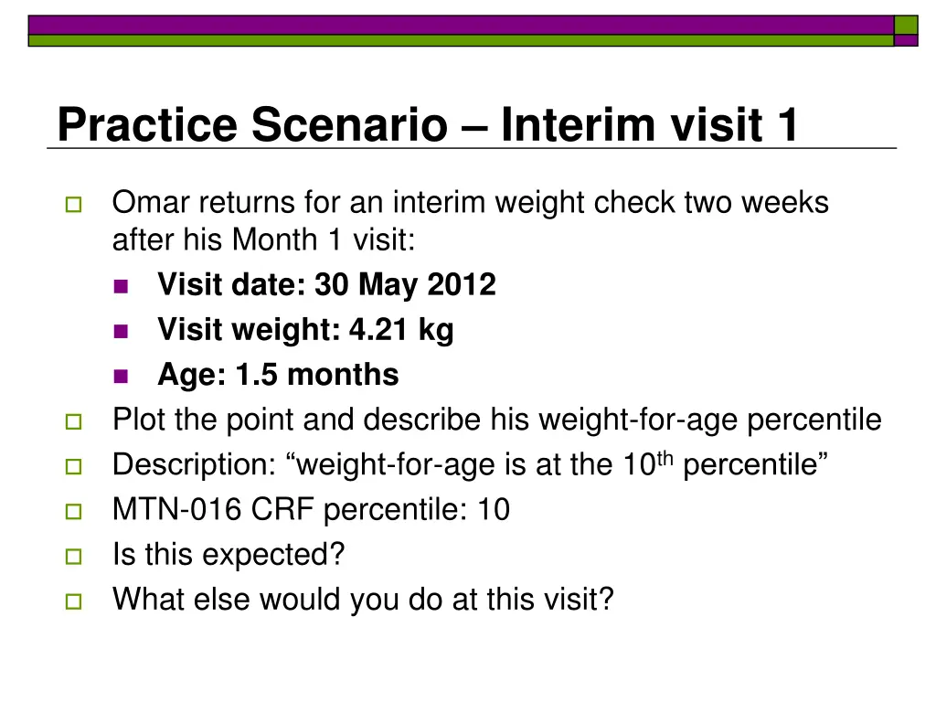 practice scenario interim visit 1